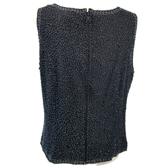 Adrianna Papell SILK Black Beaded Occasion Zip Back Tank Excellent! Size XL - Picture 2 of 5